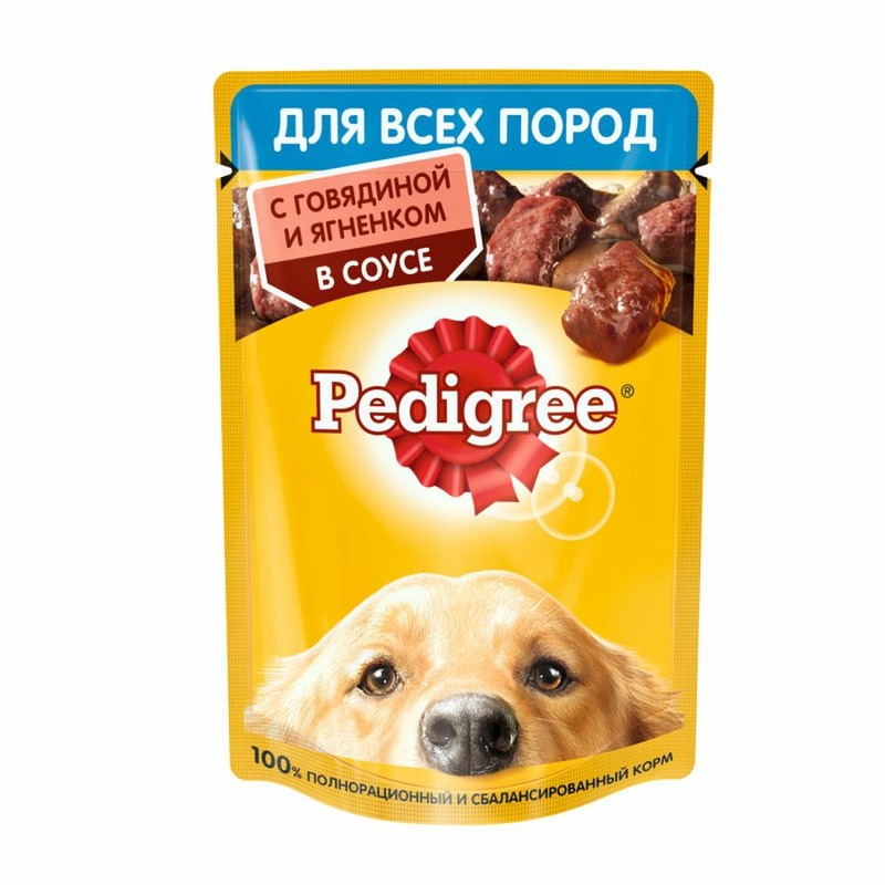 Pedigree полнорационный влажный корм для собак, с говядиной и ягненком, кусочки в соусе, в паучах - 85 г, размер Для всех пород 88610 - фото 1