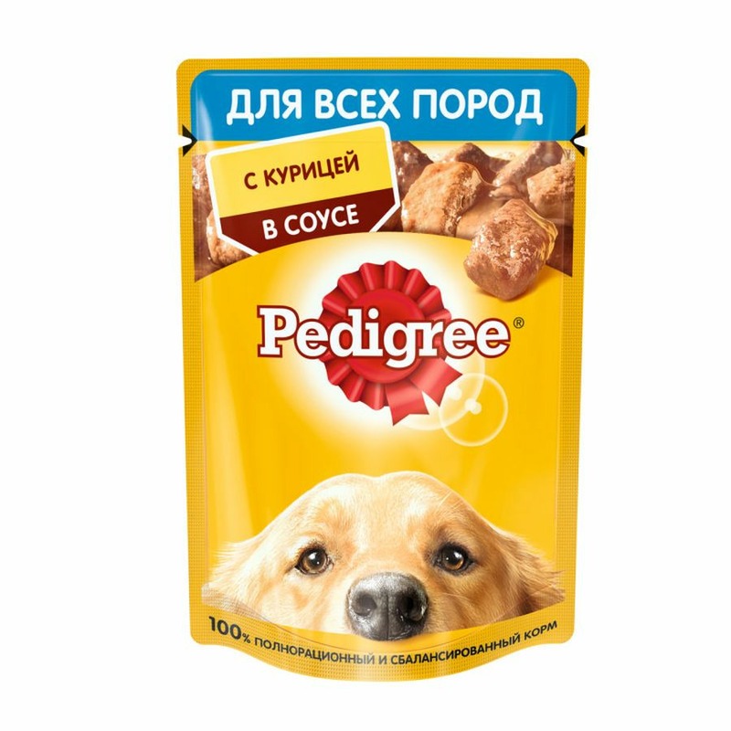 Pedigree полнорационный влажный корм для собак, с курицей, кусочки в соусе, в паучах - 85 г, размер Для всех пород 88612 - фото 1