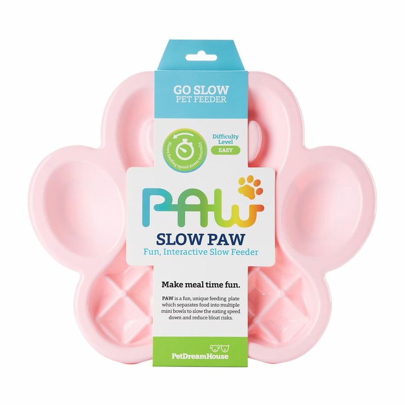 petdreamhouse paw 2 in 1 slow feeder PetDreamHouse Paw Slow Feeder Baby Pink Easy Миска для собак и кошек для медленного кормления, розовая - 3,2 л