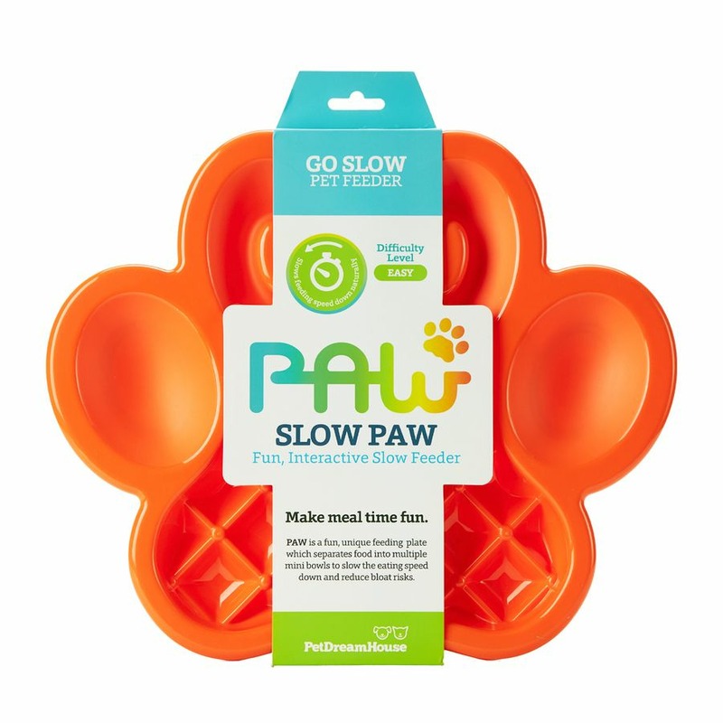 petdreamhouse paw 2 in 1 slow feeder PetDreamHouse Paw Slow Feeder Orange Easy Миска для собак и кошек для медленного кормления, оранжевая - 3,2 л