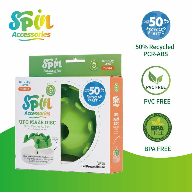 mini spin PetDreamHouse Spin Accessories with 50% Recycled Plastic (PCR) Аксессуар НЛО Лабиринт для интерактивной системы кормления Спин, зеленый - 3 л