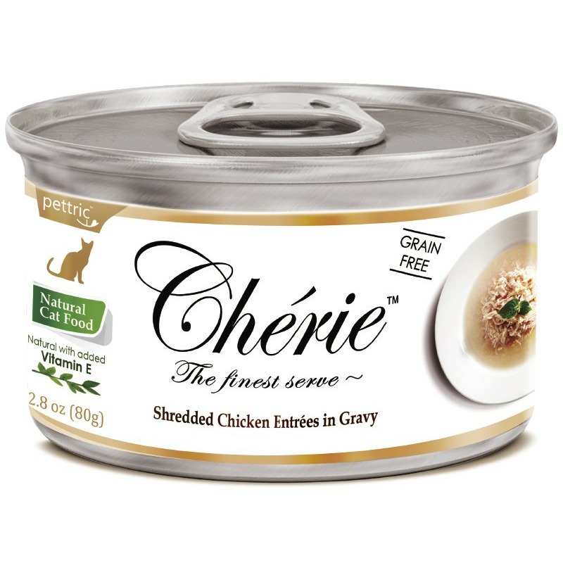 Pettric Cherie влажный корм для кошек, с курицей, волокна в подливе, в консервах - 80 г