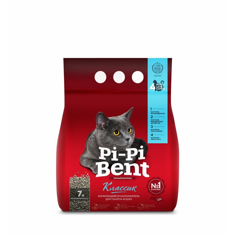 цена Pi-Pi Bent Classic комкующийся наполнитель из бентонитовой глины для кошек - 3 кг