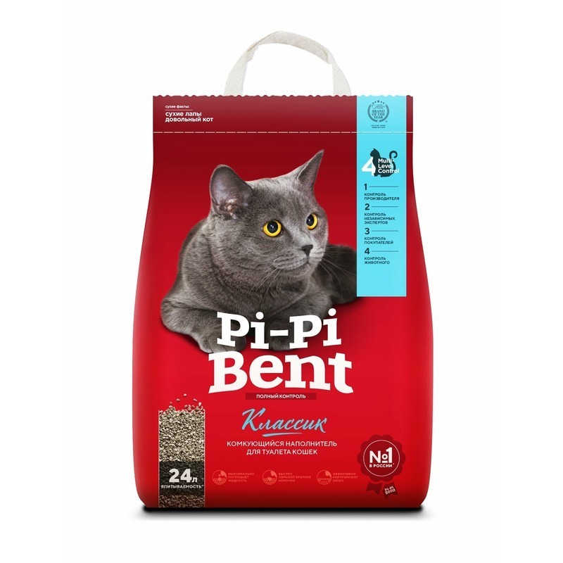 Pi-Pi Bent Classic комкующийся наполнитель из бентонитовой глины для кошек премиум Россия 1 уп. х 1 шт. х 10 кг