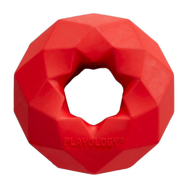 Playology Channel Chew Ring игрушка для собак средних и крупных пород, жевательное кольцо-многогранник, с ароматом говядины, красный