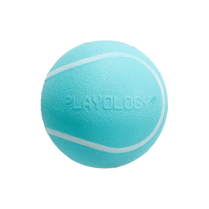 Playology Squeaky Chew Ball игрушка для собак мелких и средних пород, жевательный мяч с пищалкой, с ароматом арахиса, голубой - 6 см