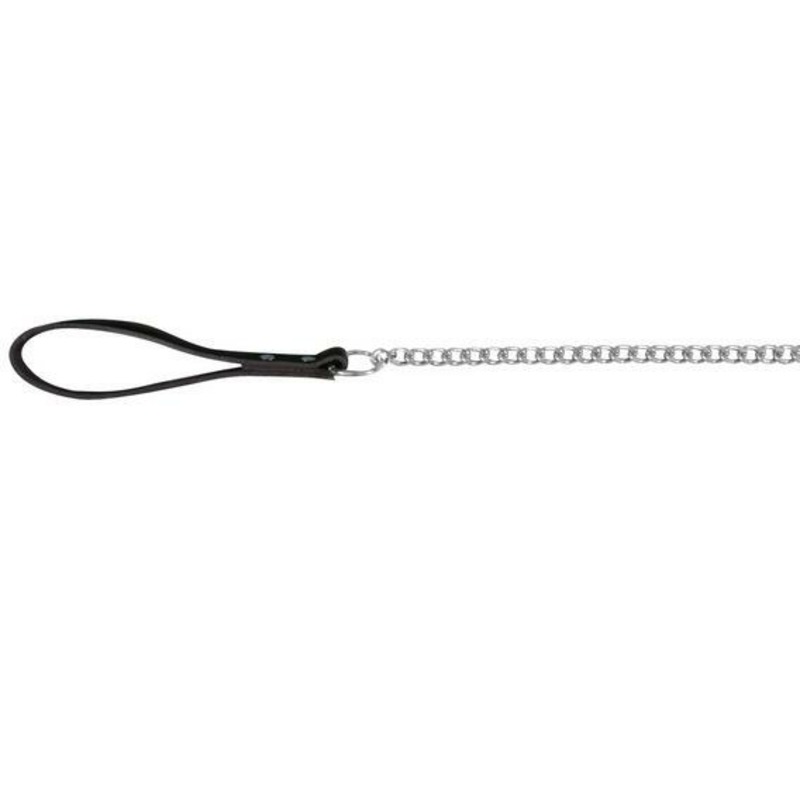 Поводок-цепь Trixie для собак 1,00 м/3 мм хромированный металл с кожаной ручкой черный цепь поводок buddy с ручкой shl 1612