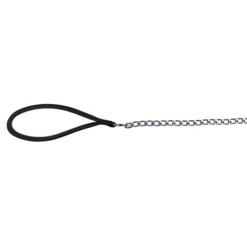 Поводок-цепь Trixie для собак 110 см/3 мм металлическая с нейлоновой ручкой черная поводок сворка trixie хромированная цепь для собак 60 см 4 0 мм