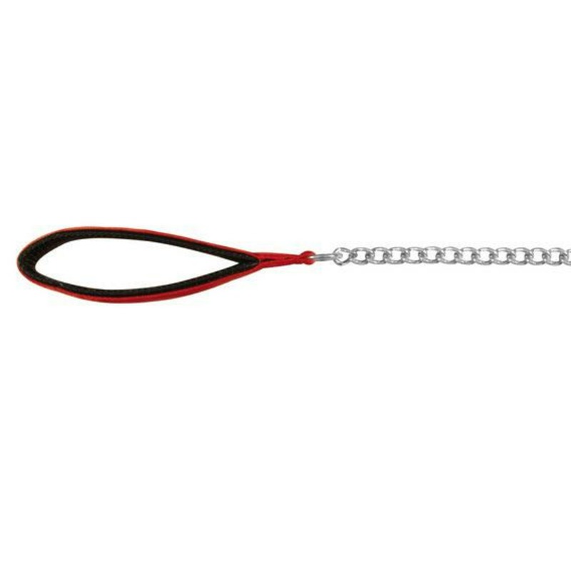 Поводок-цепь Trixie для собак 110 см/4 мм металлическая с нейлоновой ручкой красная цена и фото