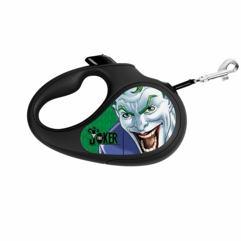 Поводок-рулетка Waudog с рисунком \Джокер Зеленый\, размер M, до 25 кг, 5 м, черный поводок рулетка waudog с рисунком супермен лого размер m до 25 кг 5 м черный