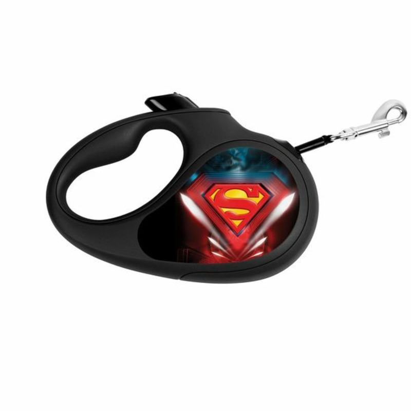 Поводок-рулетка Waudog с рисунком \Супермен Лого\, размер L, до 50 кг, 5 м, черный поводок рулетка waudog с рисунком супермен лого размер xs до 12 кг 3 м черный