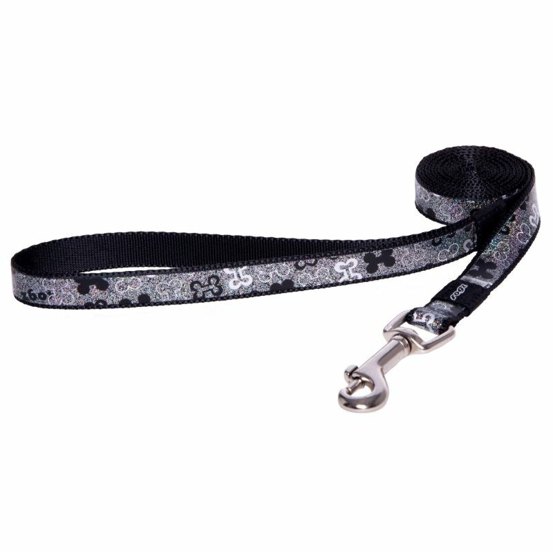 Rogz поводок удлиненный для мелких изящных собак размер M серия Trendy. Длина до 180 см, черный rogz поводок удлиненный для собак rogz luna m 16мм 1 8 м черный