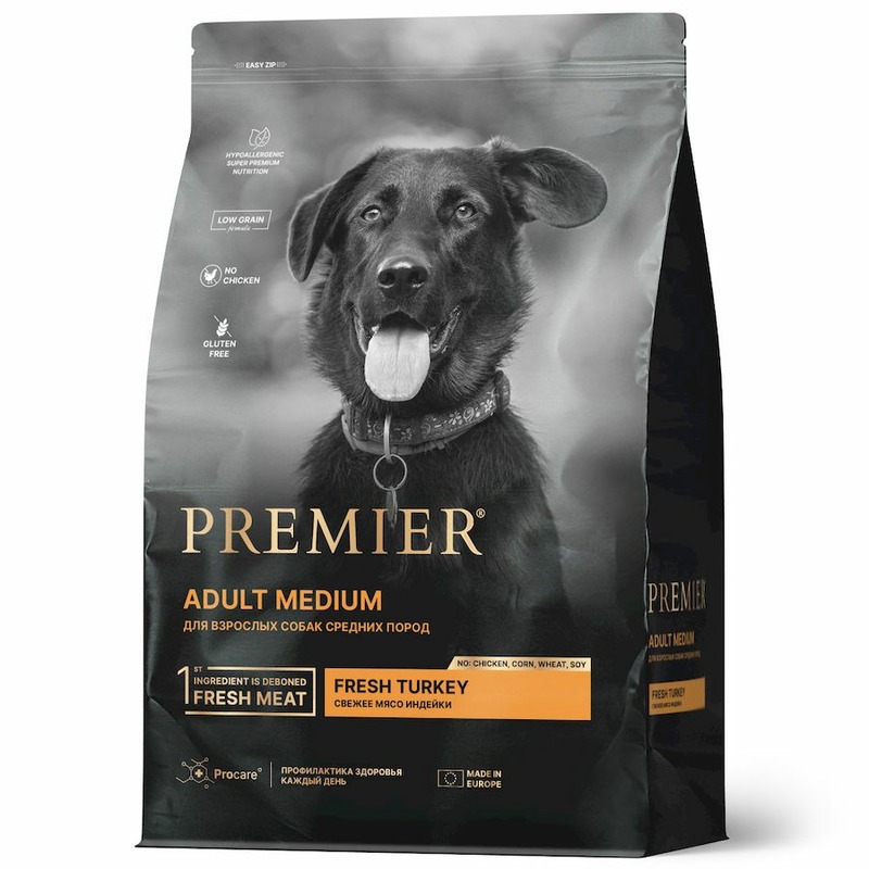Premier Dog Turkey Adult Medium сухой корм для собак средних пород с индейкой - 3 кг 49647