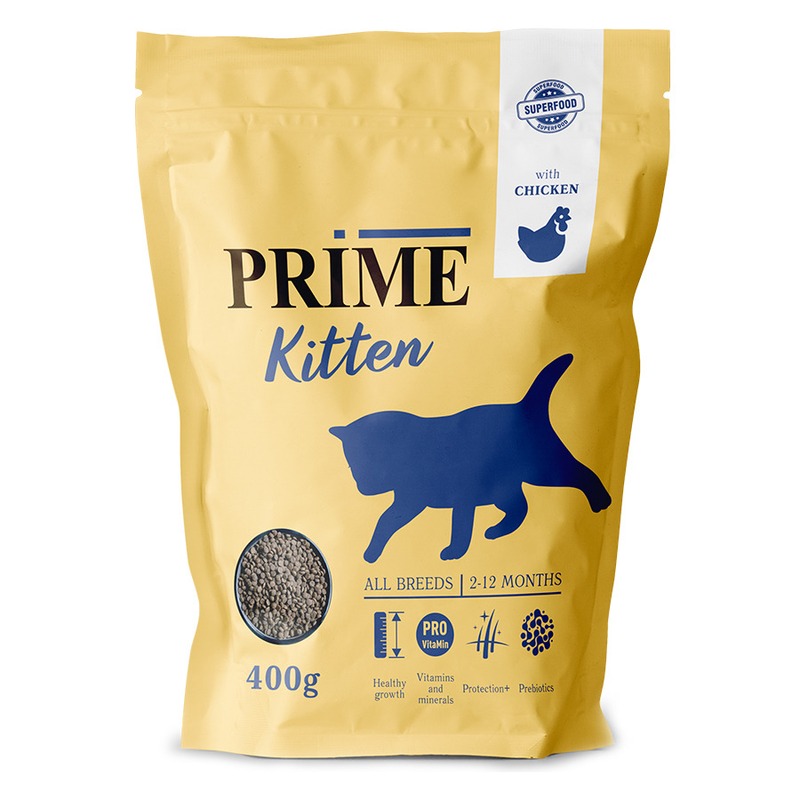 Prima Kitten сухой корм, для котят с 2 до 12 месяцев, низкозерновой, с курицей - 400 г 50190
