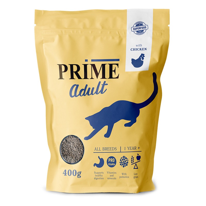 Prime Adult сухой корм, для кошек, низкозерновой, с курицей - 400 г 50192