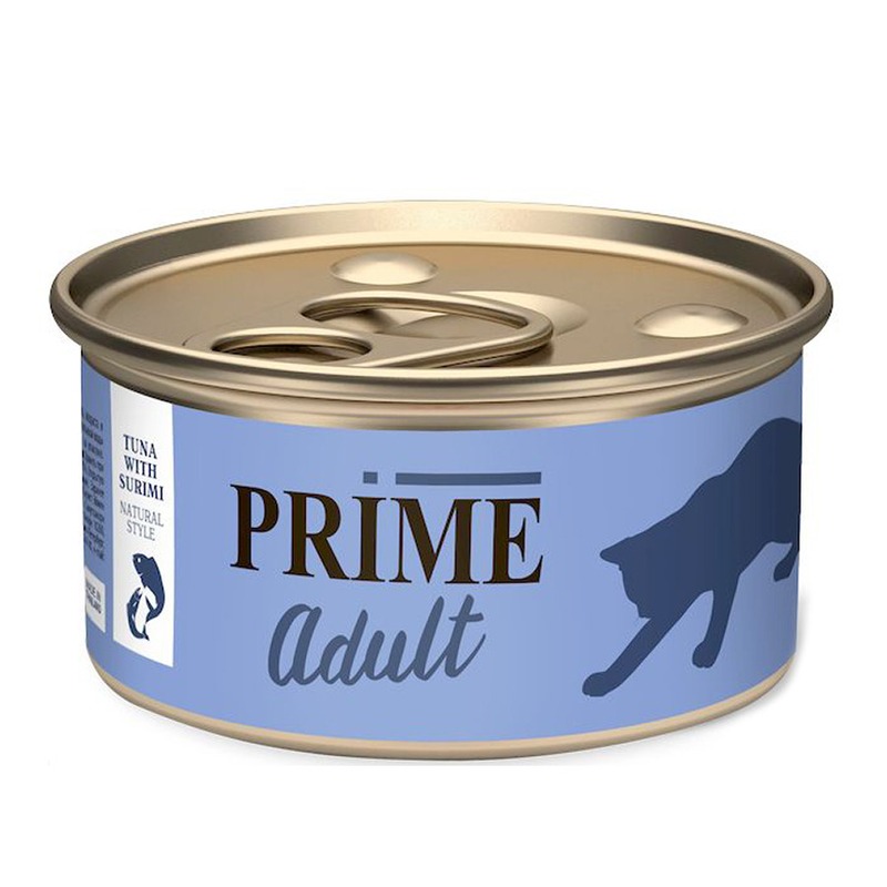 Prime Adult влажный корм для кошек, с тунцом и сурими, кусочки в собственном соку, в консервах - 75 г prime adult влажный корм для кошек с тунцом и кальмаром кусочки в собственном соку консервах 70 г