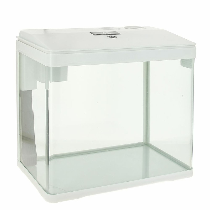 цена Prime аквариум с LED светильником, фильтром и кормушкой, белый 15 л