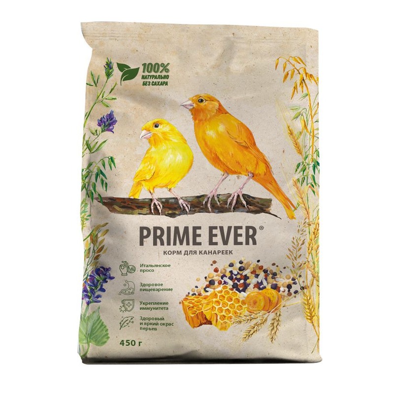 Prime Ever сухой корм для канареек, для поддержания оптимального веса - 450 г для всех возрастов для всех пород мешок 1 уп. х 1 шт. х 0.45 кг, размер Для всех пород