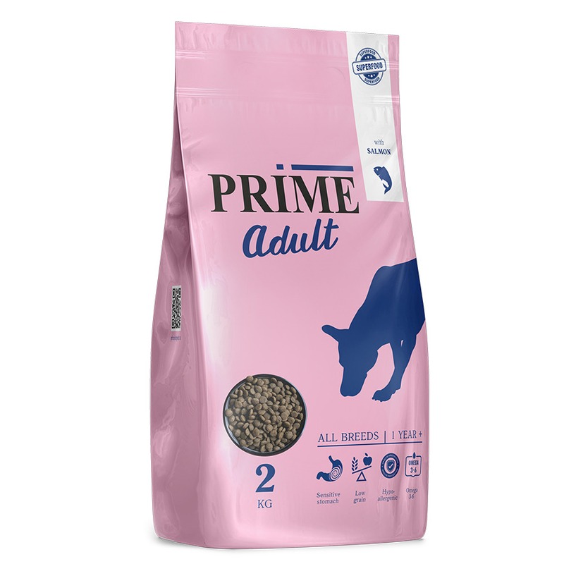 Prime Healthy Skin & Coat сухой корм, для собак, для кожи и шерсти, низкозерновой, с лососем - 2 кг 50188