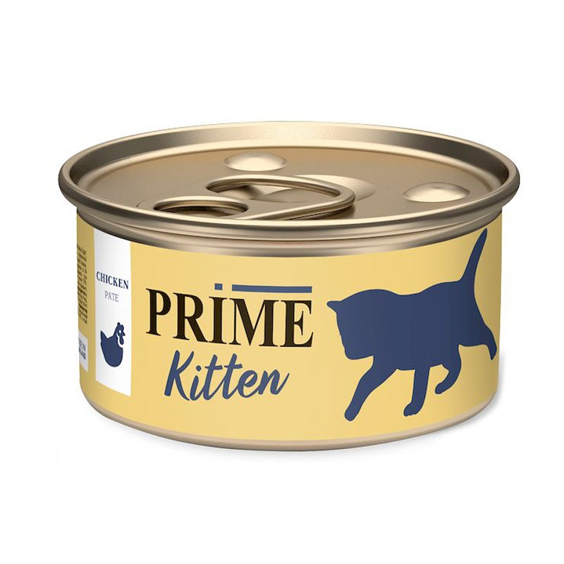 Prime Kitten влажный корм для котят, паштет с курицей, в консервах - 75 г