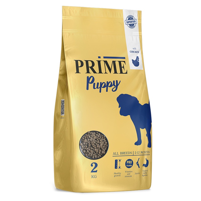 Prime Puppy сухой корм, для щенков с 2 до 12 месяцев, низкозерновой, с курицей - 2 кг prime puppy small сухой корм для щенков мелких пород с 2 до 12 месяцев низкозерновой с курицей 500 г
