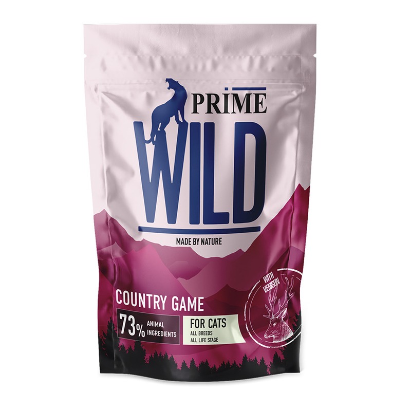 Prime Wild GF Country Game полнорационный сухой корм для котят и кошек, беззерновой, с уткой и олениной - 500 г