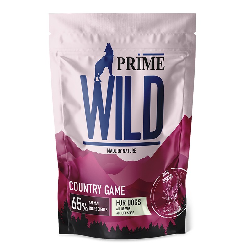 Prime Wild GF Country Game полнорационный сухой корм для щенков и собак, беззерновой, с уткой и олениной - 500 г