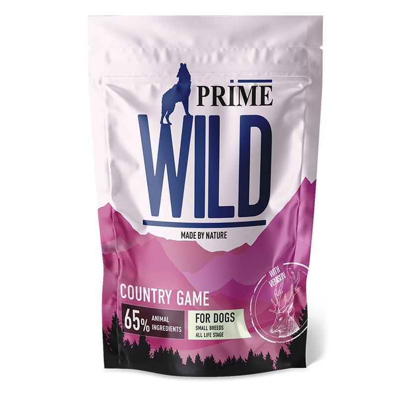 Prime Wild GF Country Game полнорационный сухой корм для щенков и собак мелких пород, беззерновой, с уткой и олениной - 500 г