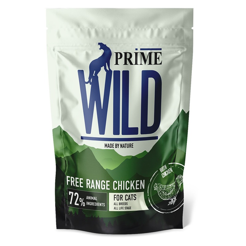 Prime Wild GF Free Range полнорационный сухой корм для котят и кошек, беззерновой, с курицей - 500 г
