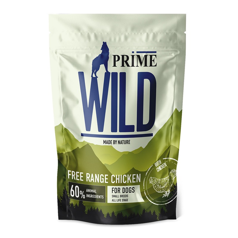 Prime Wild GF Free Range полнорационный сухой корм для щенков и собак мелких пород, беззерновой, с курицей - 500 г