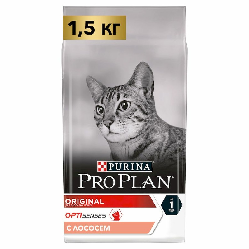 Pro Plan Original cухой корм для кошек, для поддержания здоровья органов чувств, с лососем - 1,5 кг, размер Для всех пород 70998 - фото 1