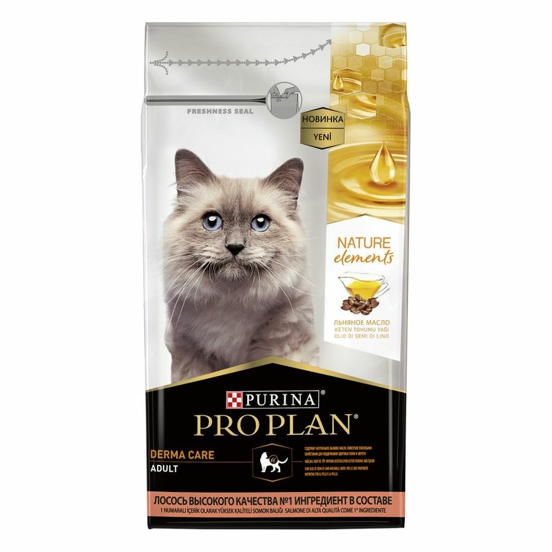 Pro Plan Nature Elements сухой корм для взрослых кошек для здоровья кожи и шерсти, с высоким содержанием лосося - 1,4 кг