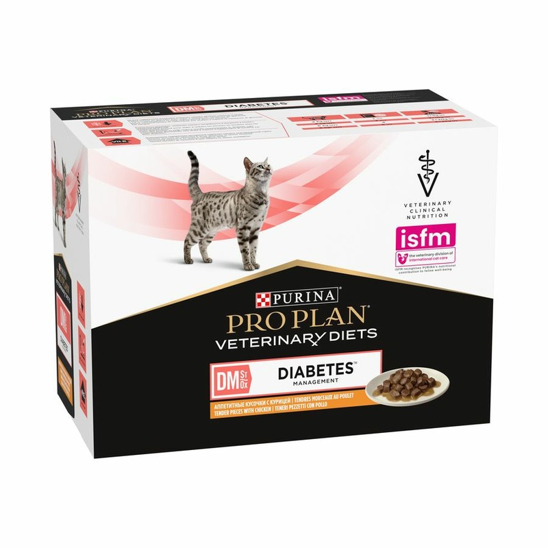 цена Pro Plan Veterinary + Diabetes Management мультипак для кошек, с курицей, в соус, в паучах - 850 г