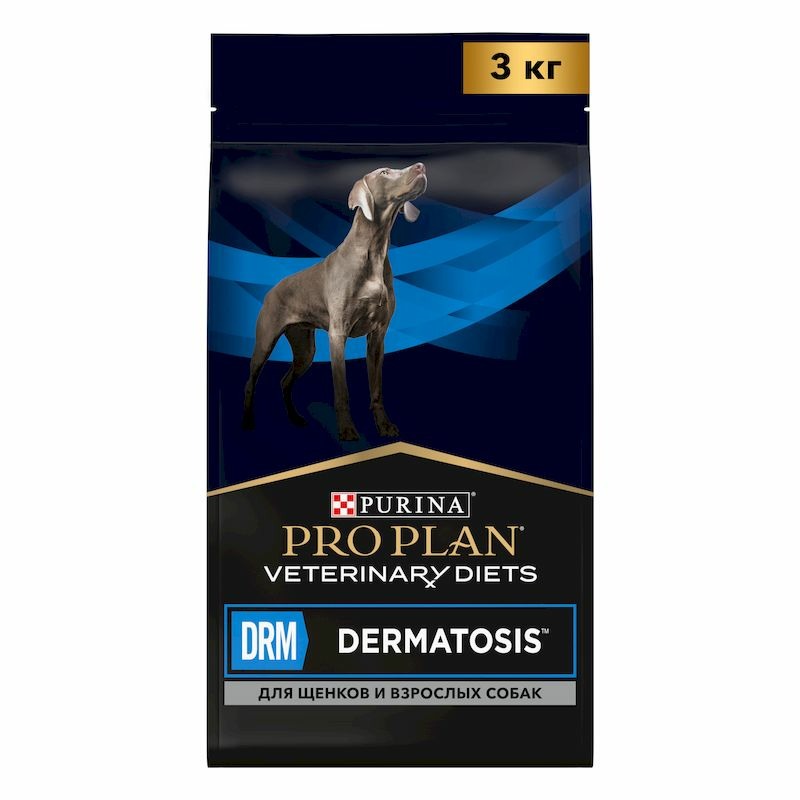 Pro Plan Veterinary Diets DRM Dermatosis сухой корм для щенков и взрослых собак, при дерматозах и выпадении шерсти - 3 кг корм для собак pro plan veterinary diets drm при дерматозах и выпадении шерсти сух 3кг