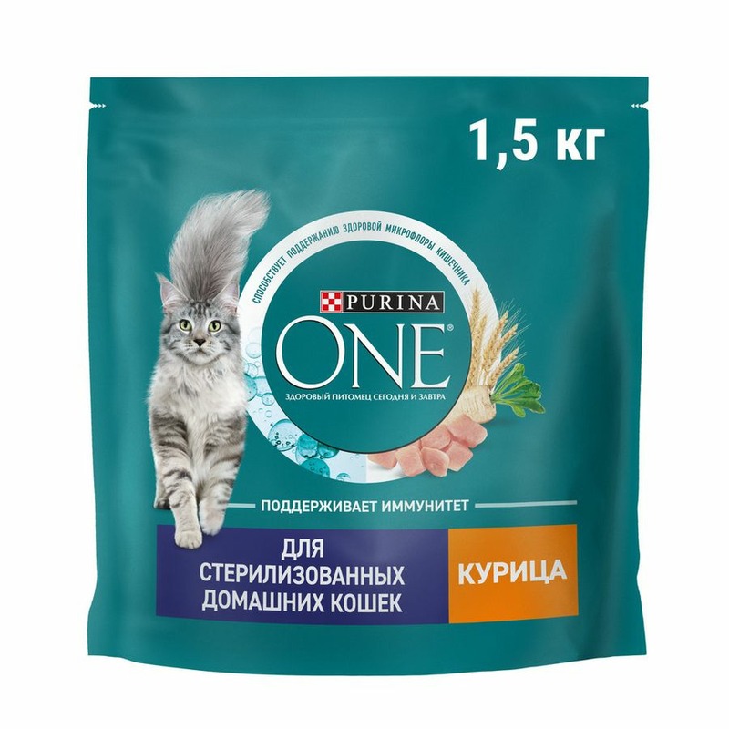 Purina One сухой корм для стерилизованных домашних кошек, с курицей - 1,5 кг 32160