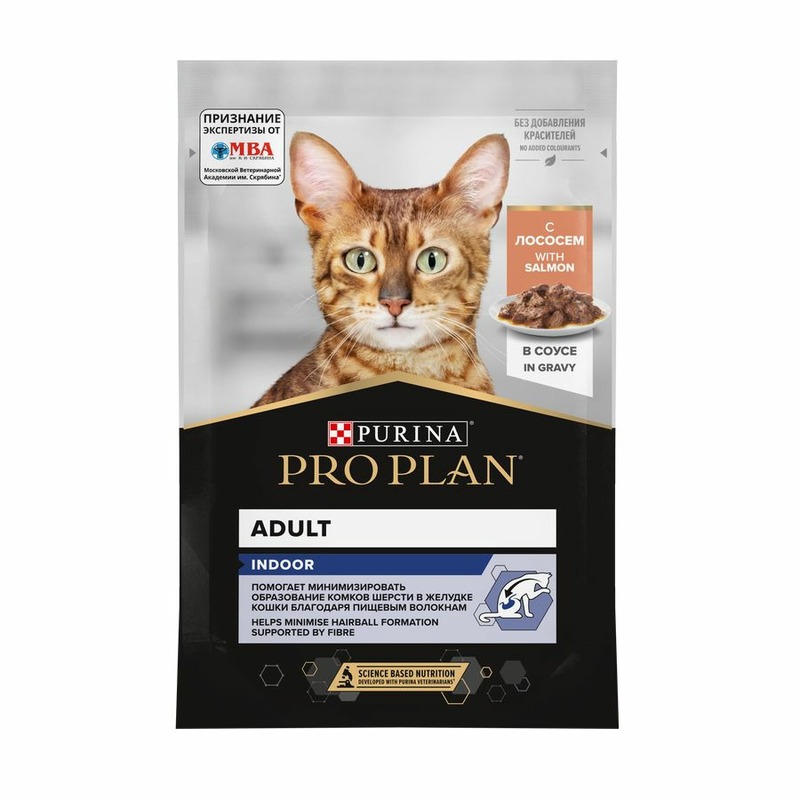 Pro Plan Housecat влажный корм для домашних кошек, с лососем, кусочки в соусе, в паучах - 85 г корм для кошек pro plan nutri savour индейка 85 г