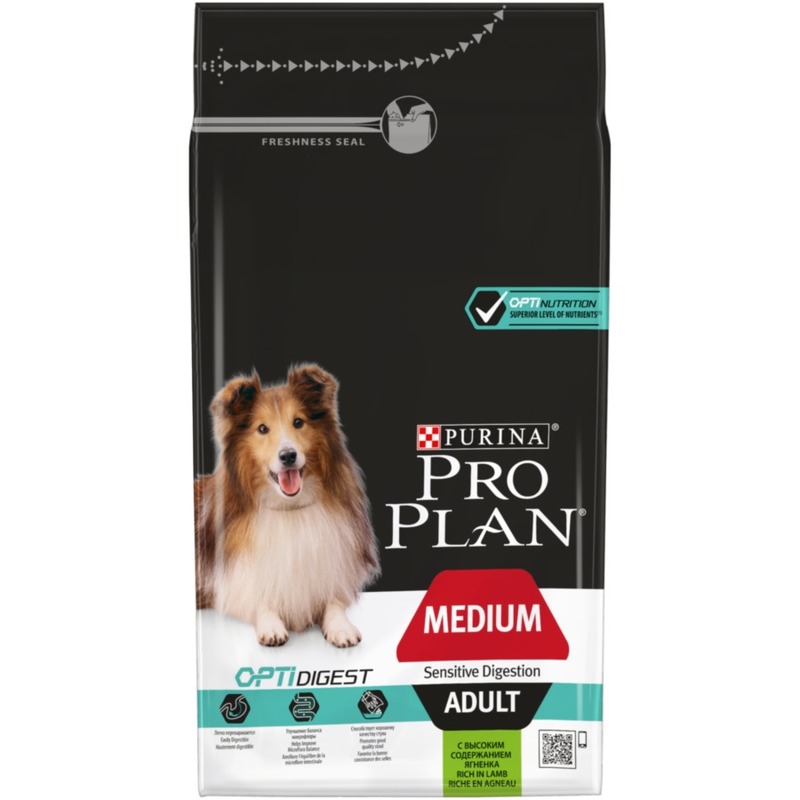 Pro Plan OptiDigest сухой корм для собак средних пород с чувствительным пищеварением, с высоким содержанием ягненка - 1,5 кг, размер Породы среднего размера 60399 - фото 1