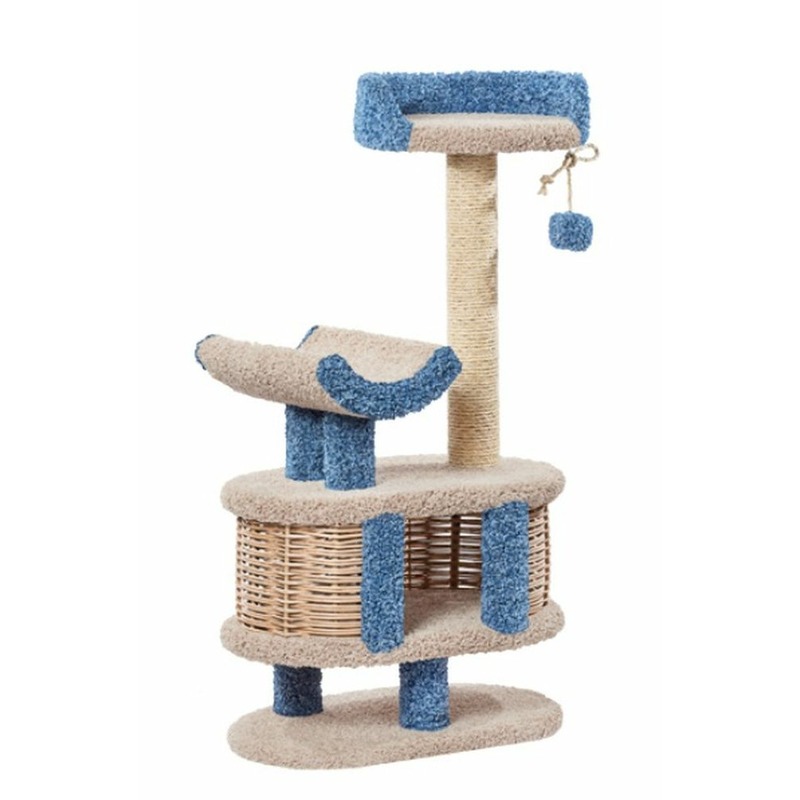 Домик Йорик Пушок для кошек, цвет молочный с голубым когтеточки и комплексы для кошек пушок йорик с домиком