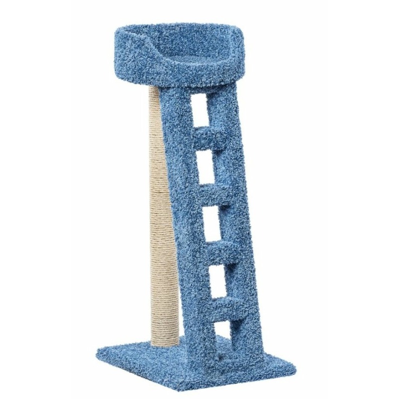 Лежанка с лестницей когтеточка Пушок для кошек голубого цвета пушок комплекс сиричка пушок для кошек серого цвета