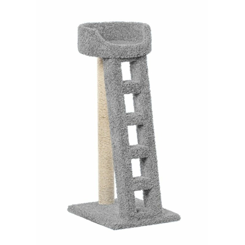 Лежанка с лестницей когтеточка Пушок для кошек серого цвета trixie запасной столб 10×76 см белый