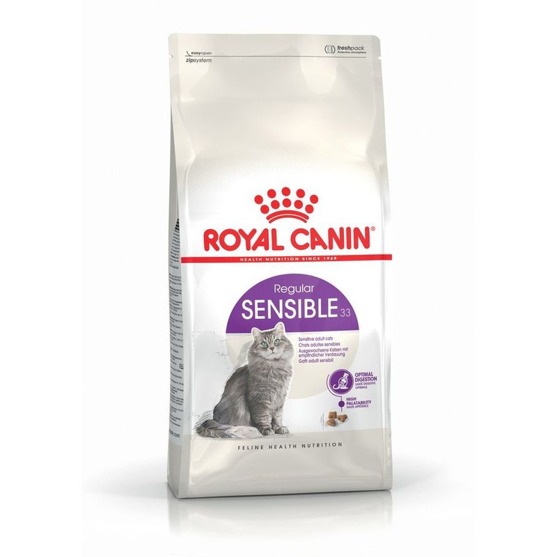 цена Royal Canin Sensible 33 полнорационный сухой корм для взрослых кошек с чувствительной пищеварительной системой