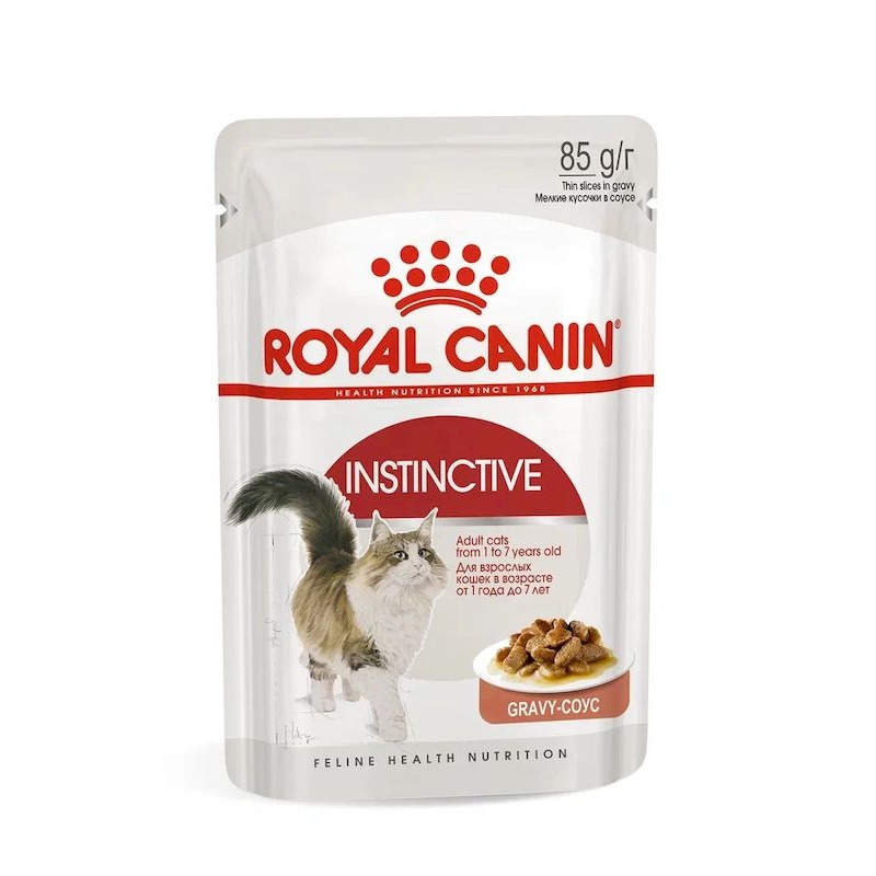 Royal Canin Instinctive влажный корм для взрослых кошек, кусочки в соусе, в паучах - 85 г royal canin early renal полнорационный влажный корм для взрослых кошек диетический кусочки в соусе в паучах 85 г