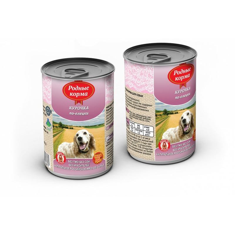 Родные корма влажный корм для собак, фарш из курочки по-елецки, в консервах - 410 г цена и фото