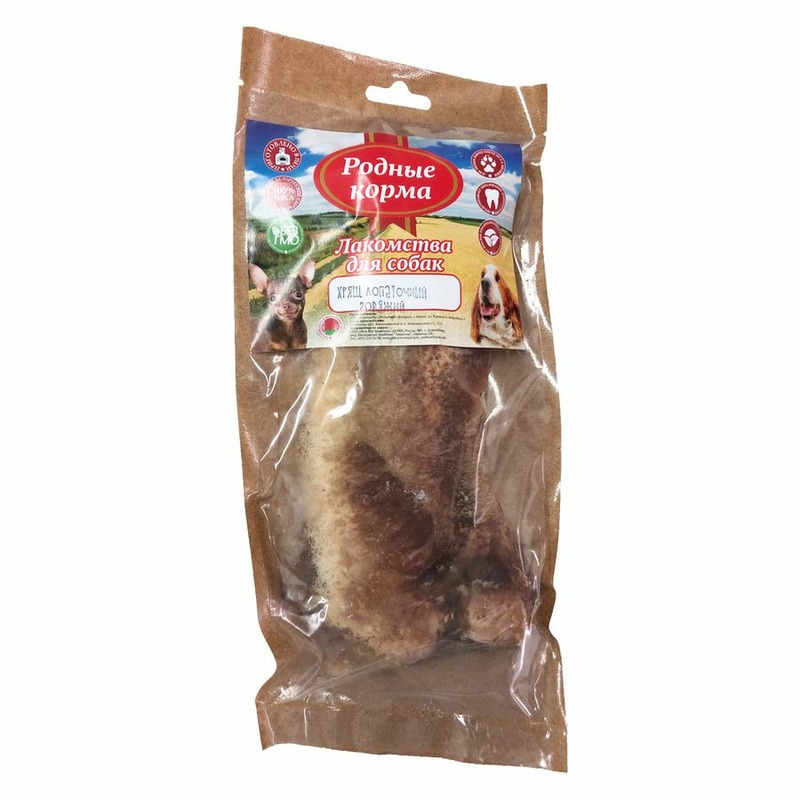 Родные корма лакомство для собак, хрящ лопаточный говяжий, сушеный в дровяной печи - 70 г, 1 шт