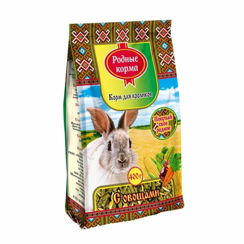 Родные корма сухой корм для кроликов, с овощами корм для кроликов родные корма 400г