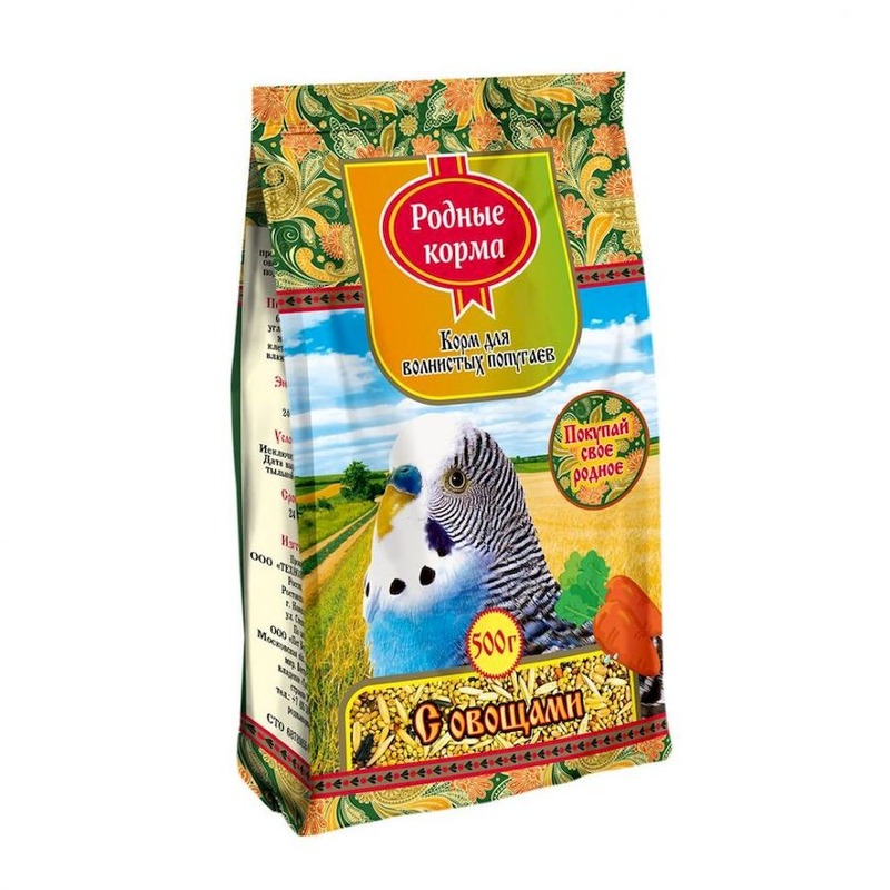 Родные корма сухой корм для волнистых попугаев, с овощами - 500 г для взрослых мешок Россия 1 уп. х 1 шт. х 0.5 кг