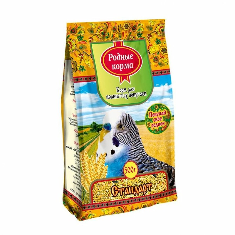 Родные корма сухой корм для волнистых попугаев, стандарт корм для волнистых попугаев родные корма с арахисом 500 г