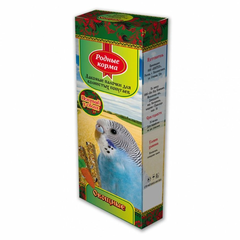 Родные корма лакомство для попугаев, зерновая палочка с овощами - 45 г, 2 шт цена и фото