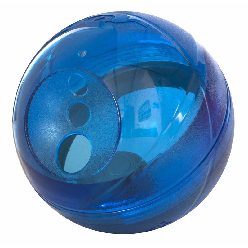 Rogz Интерактивная игрушка-головоломка Tumbler в форме мяча для лакомств c вариантами усложнения, 120 мм, синий 36972