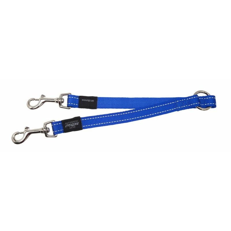 Rogz поводок-сворка для 2-х собак, длина 330 мм, синий поводок сворка trixie хромированная цепь для собак 60 см 4 0 мм